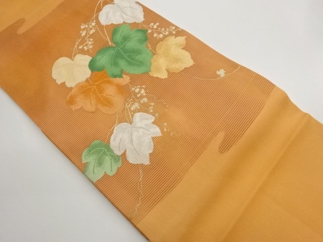 JAPANESE KIMONO / NAGOYA OBI FOR SUMMER / WOVEN IVY LEAF 